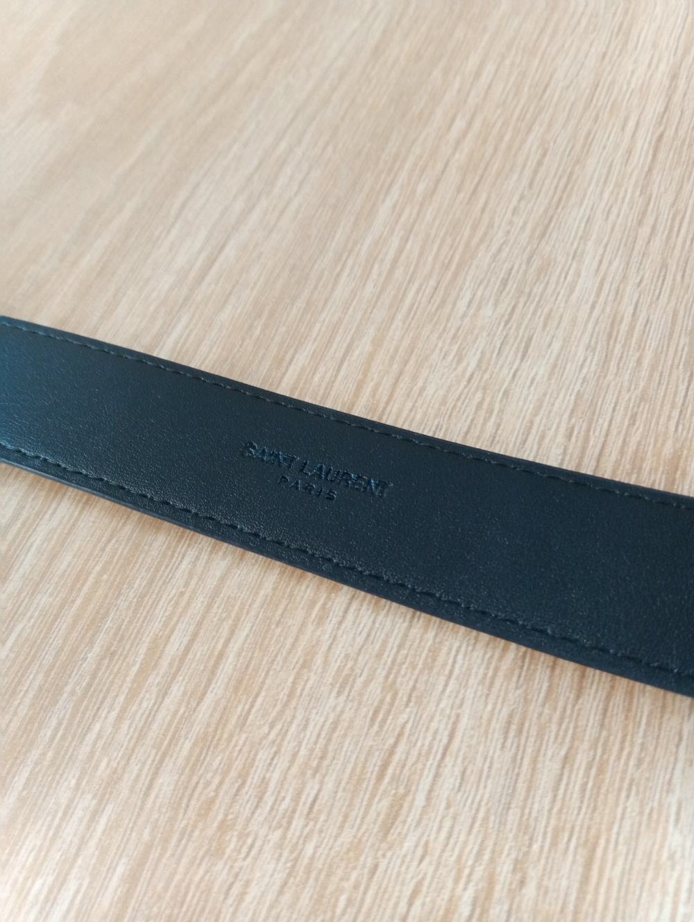 YSL Saint Laurent Black Gold Leather Belt - Picture 4 of 5